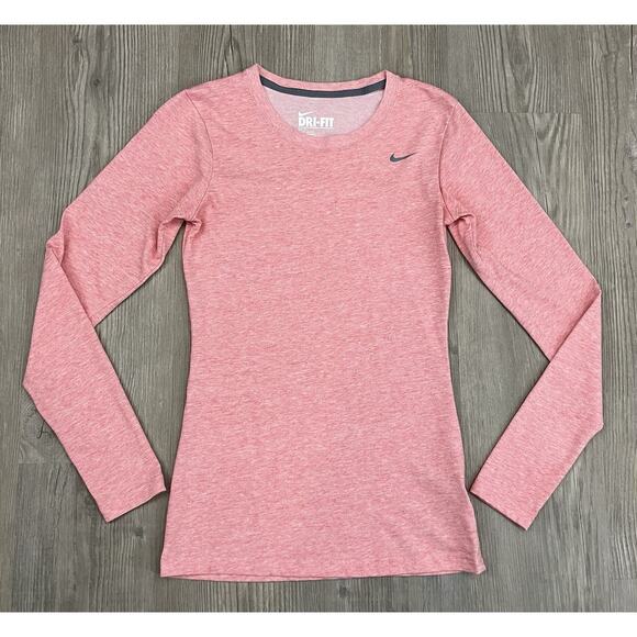 Nike Dri-Fit Running Heathered Pink Longsleeve Shirt Women’s Size XS - Picture 1 of 7